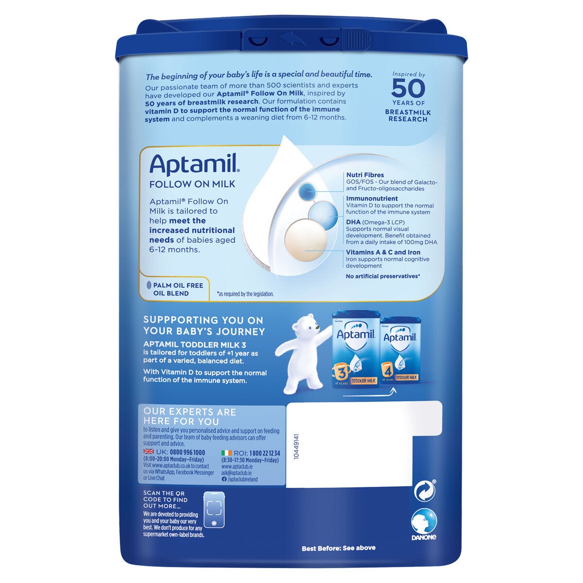 Aptamil Stage 2 Follow On Milk Powder, 3 x 700g