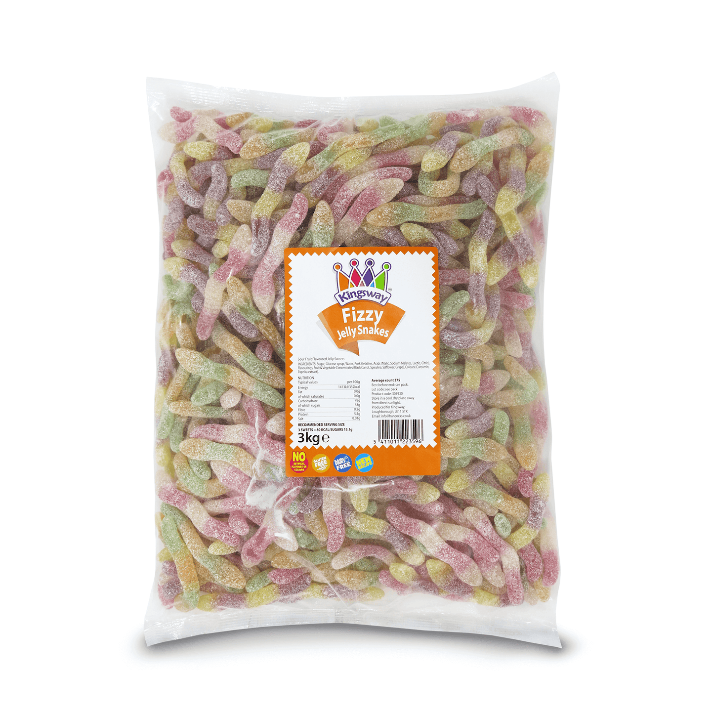 Kingsway Fizzy Jelly Snakes 3kg