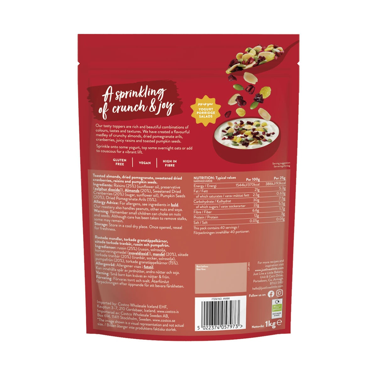 Just Pomegranate and Almond Topper, 1kg
