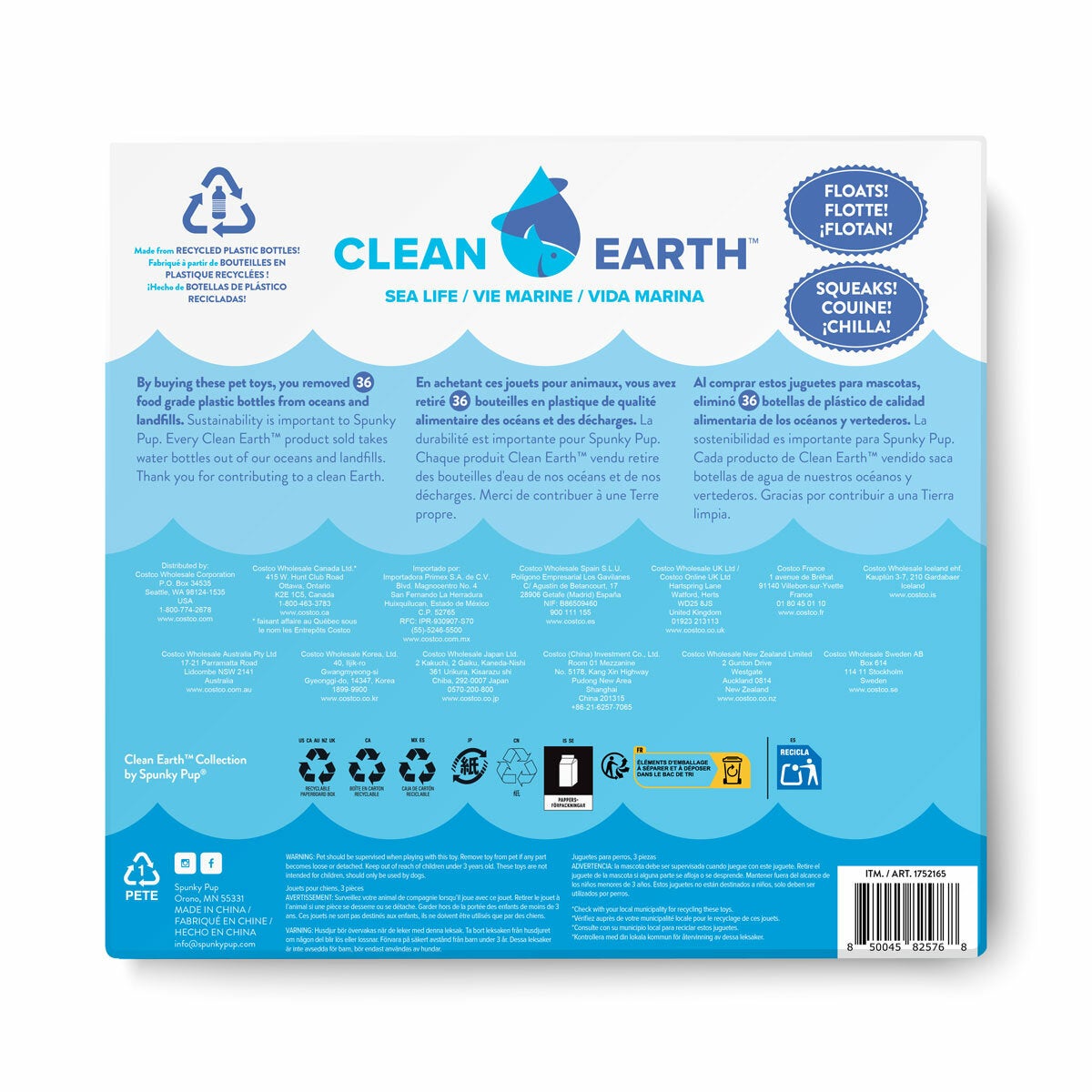 Spunky Pup Clean Earth Dog Toys, 4 Pack