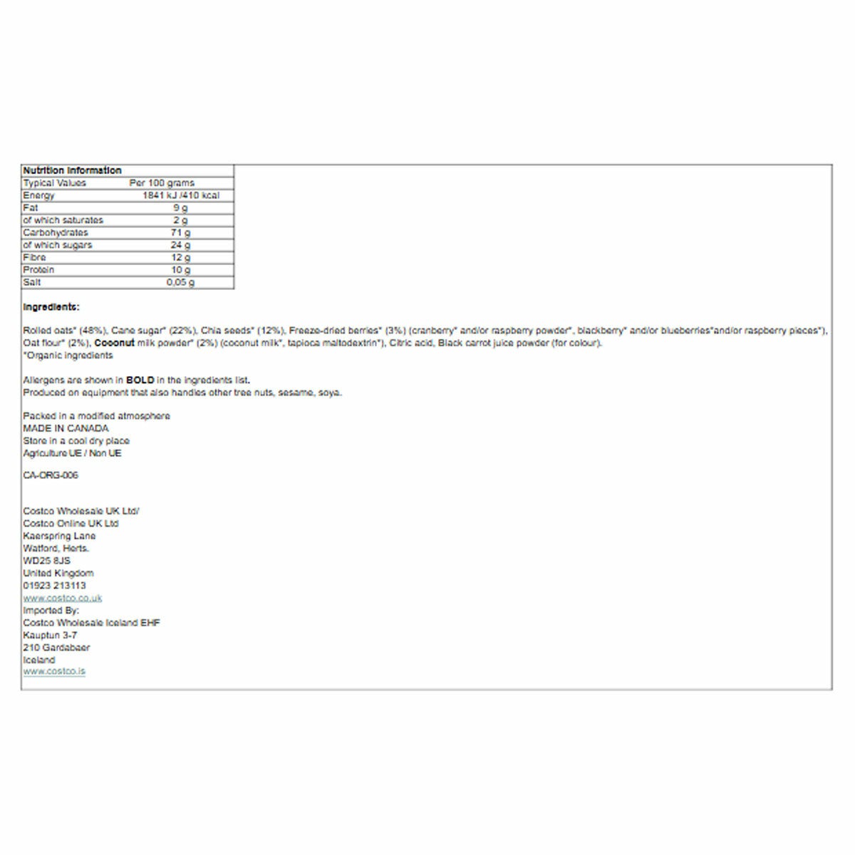 Prana Overnight Oats & Chia, 800g