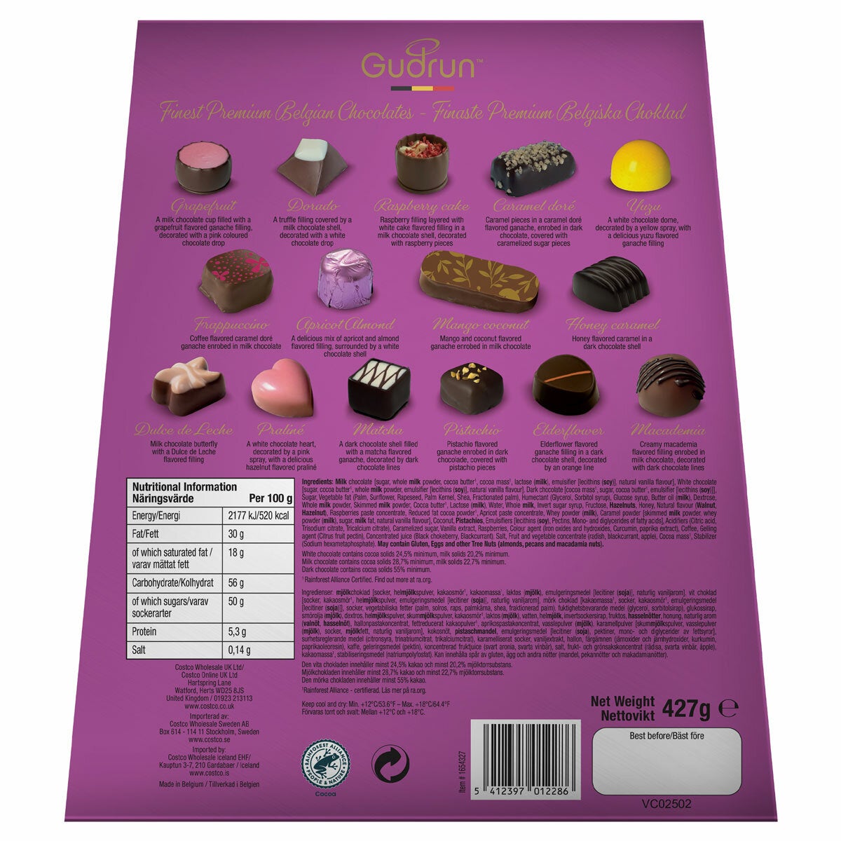 Gudrun Belgian Chocolates Bag, 427g in 2 Options