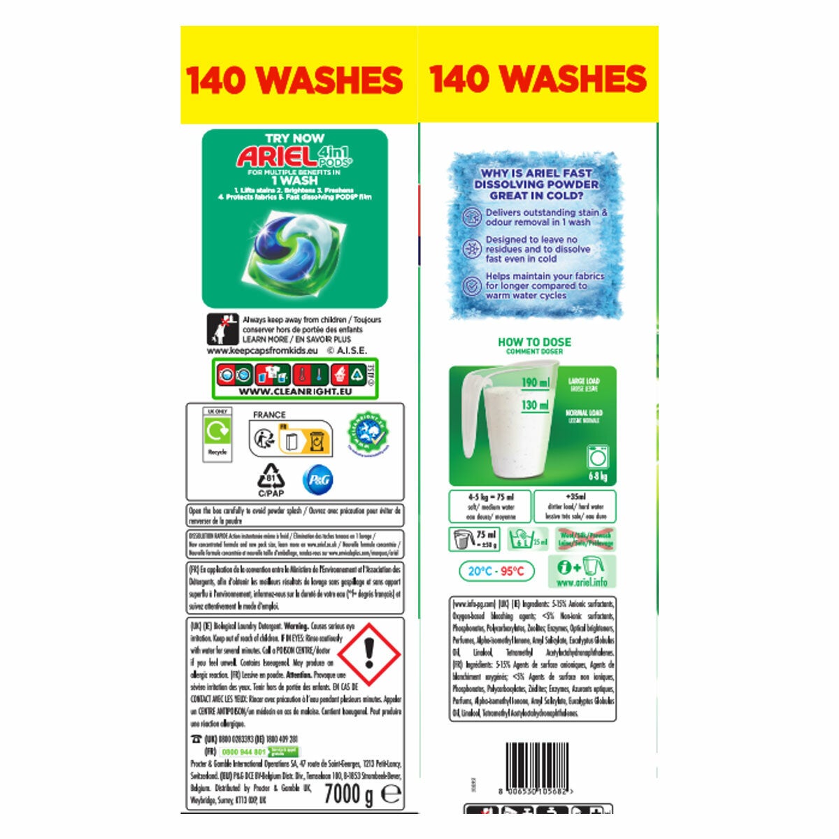 Ariel Actilift Powder, 140 Wash