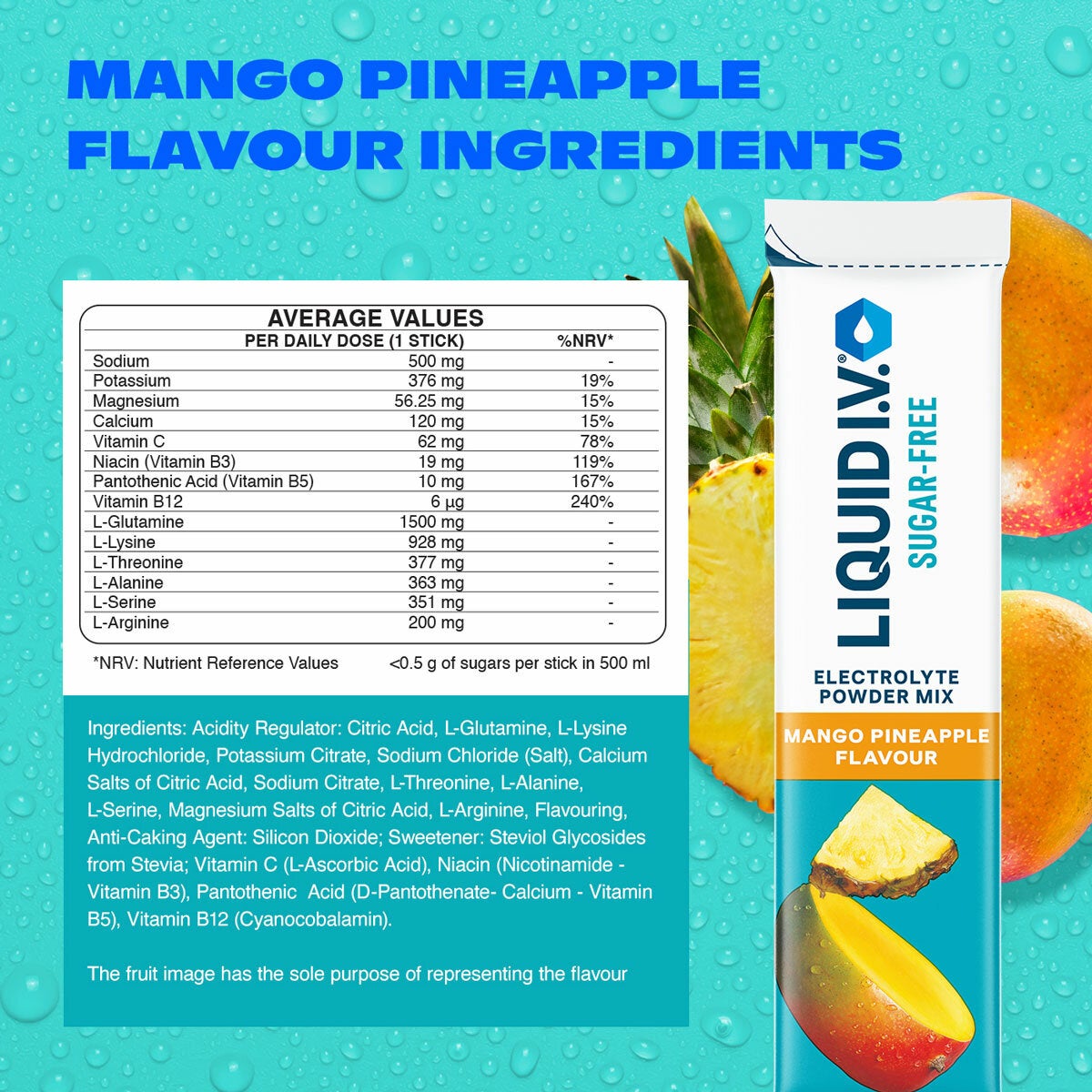 Liquid I.V.® Sugar Free Electrolyte Powder Mix, White Peach & Mango Pineapple Variety Pack, 30 Sticks