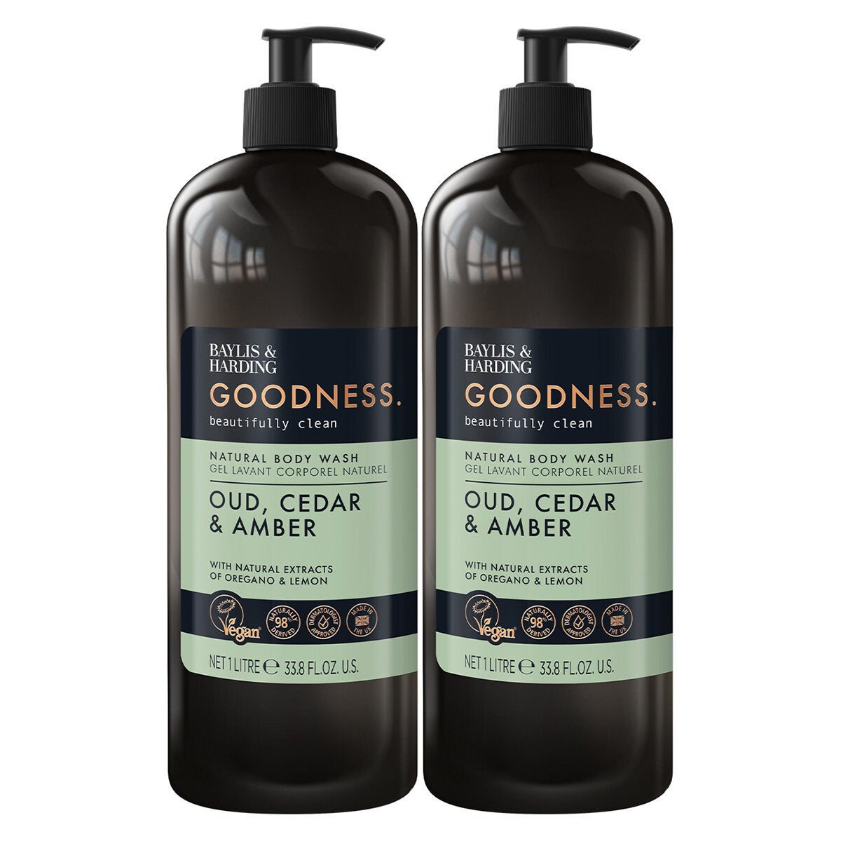 Baylis & Harding Goodness Bodywash, 2 x 1L in 2 Options