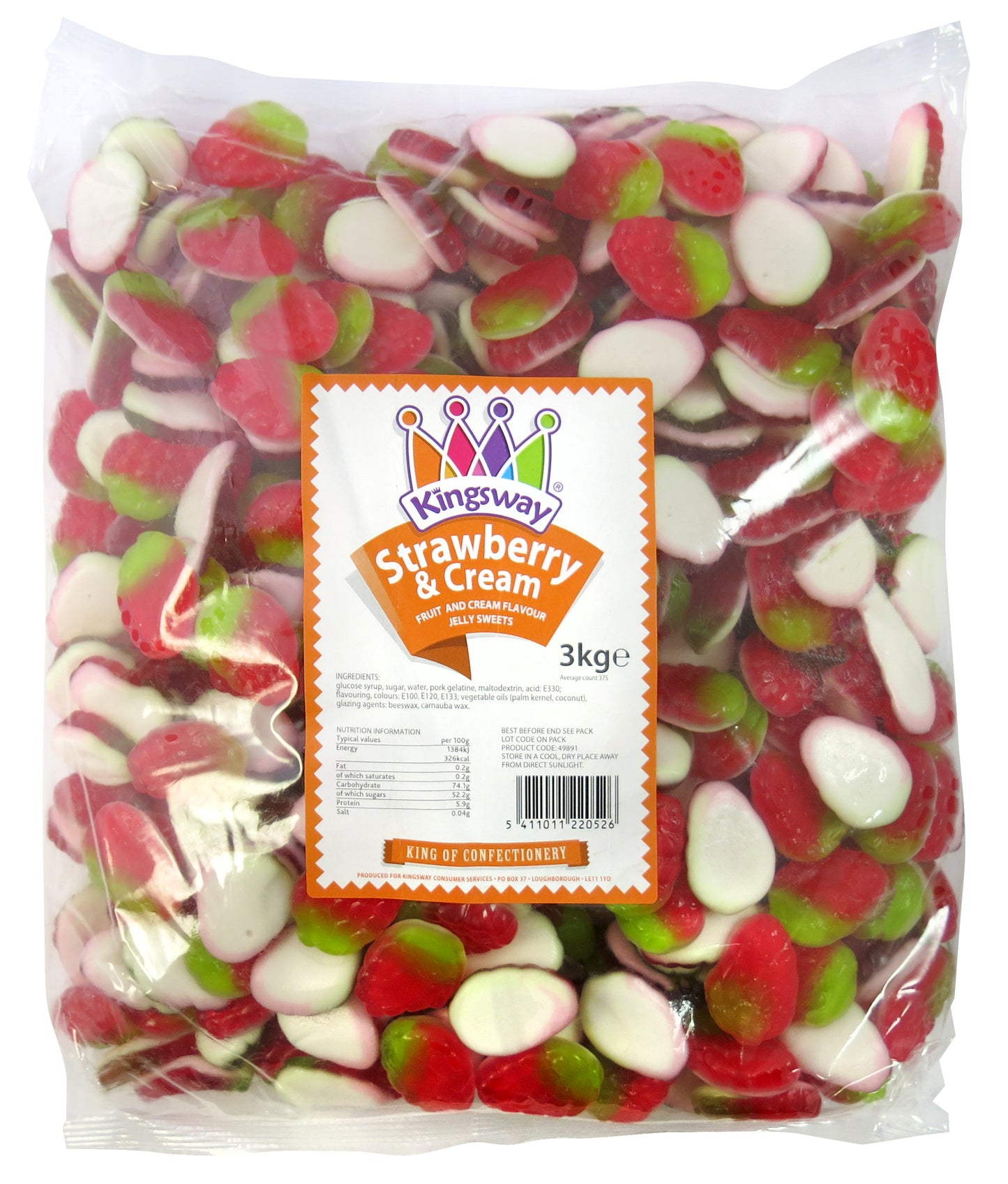 Kingsway Strawberry & Cream Jelly Sweets 3kg