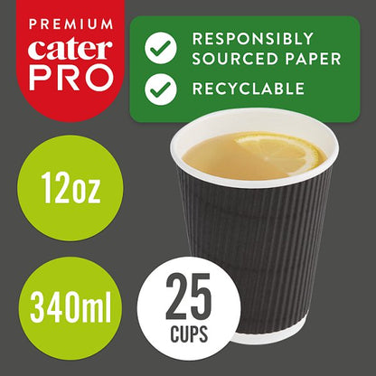 CaterPro Premium 25 PE Lined Paper Triple Wall Cups 340ml