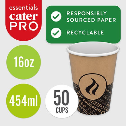 CaterPro Essentials 50 PE Lined Paper Single Wall Cups 454ml