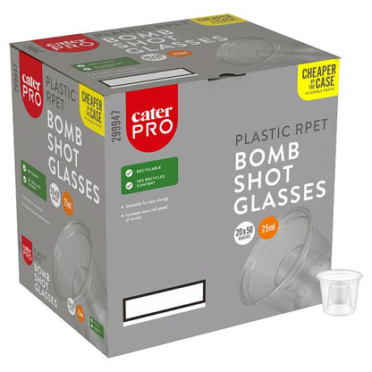 CaterPro 50 Plastic RPET Bomb Shot Glasses 25ml