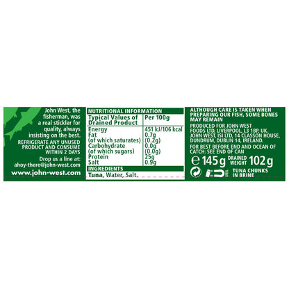 John West Tuna Chunks in Brine, 12 x 145g