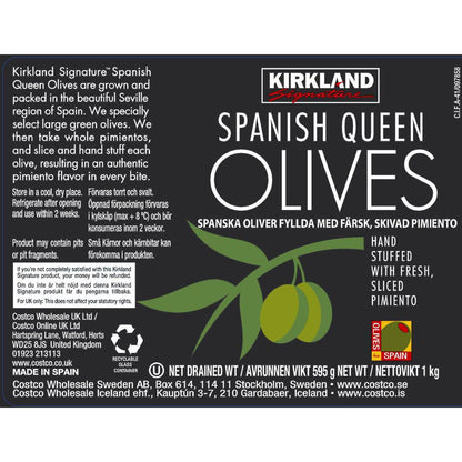Kirkland Signature Spanish Queen Pimiento Stuffed Olives, 595g