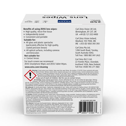 Zeiss Lens Cleaning Wipes, 250 Wipes