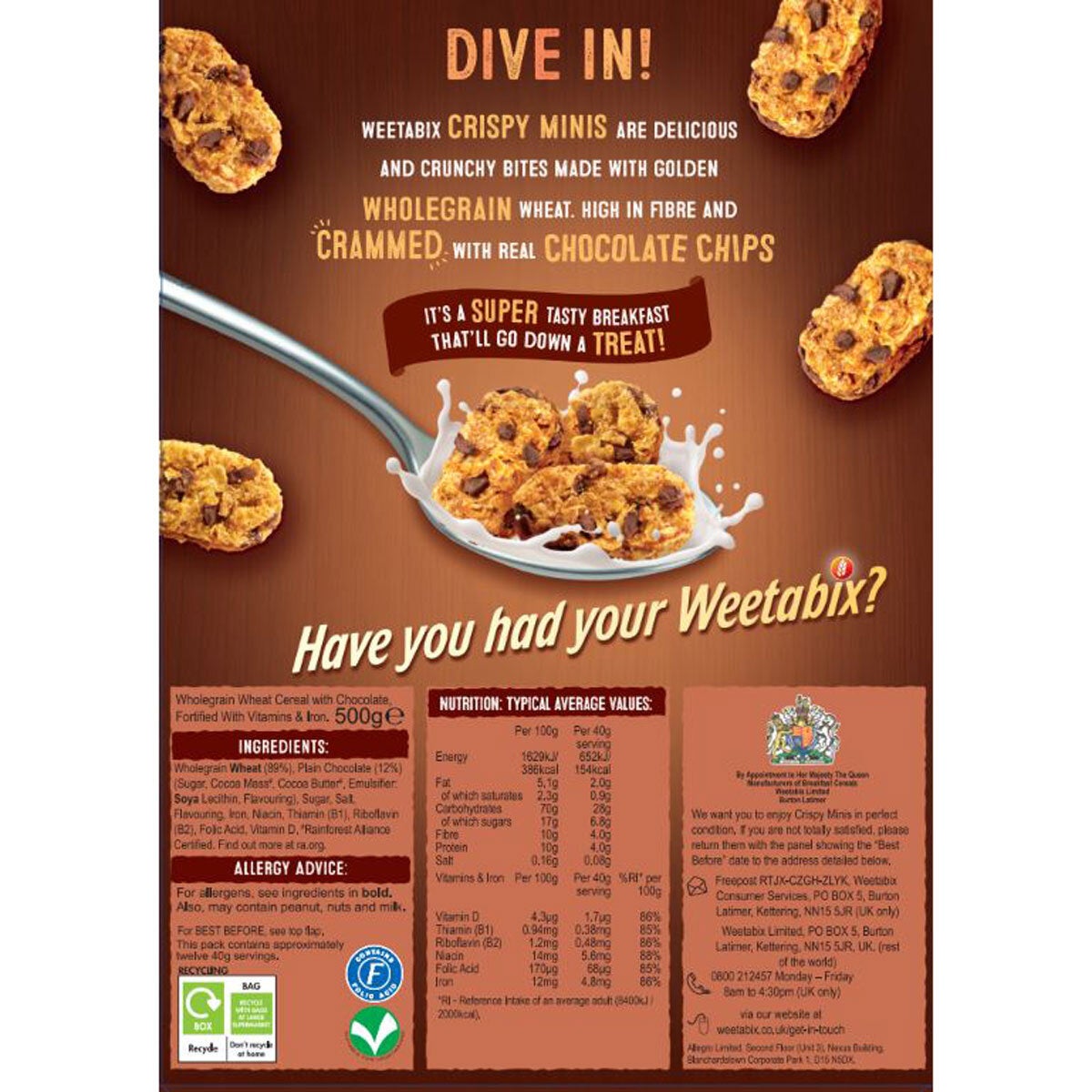 Weetabix Minis Chocolate Chip, 2 x 500g