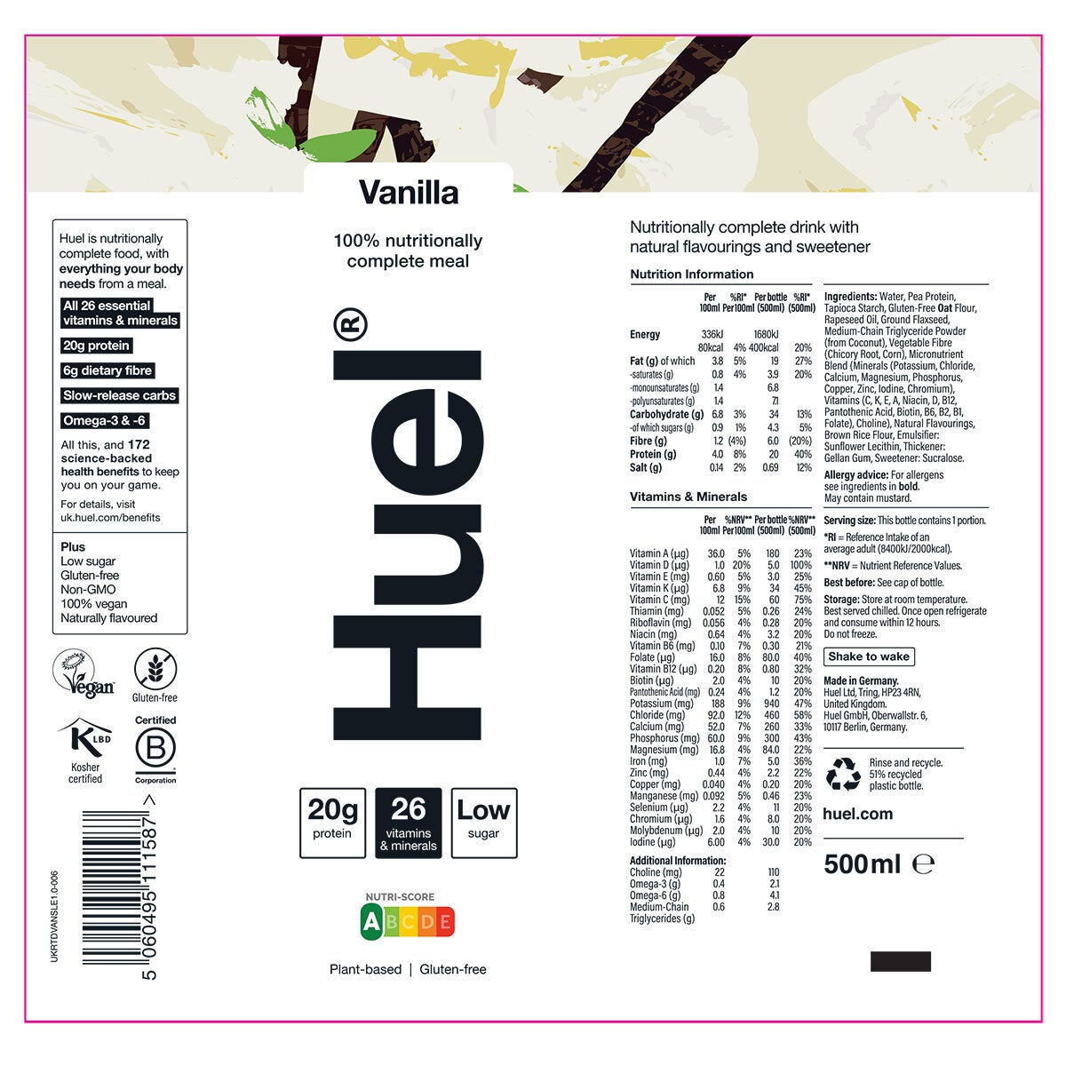 Huel Complete Meal Drink Vanilla, 12 x 500ml