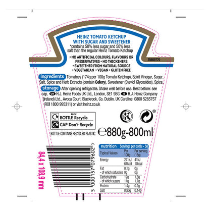 Heinz Tomato Ketchup 50/50, 2 x 880g