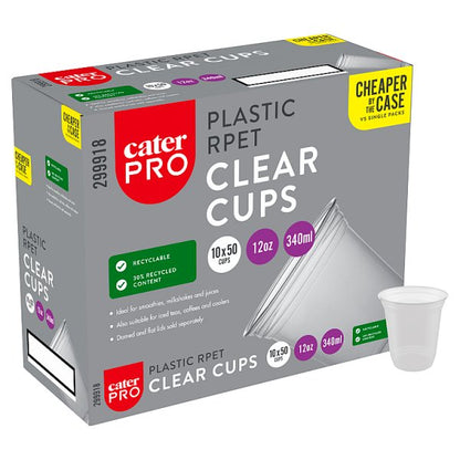 CaterPro 50 Plastic RPET Clear Cups 340ml