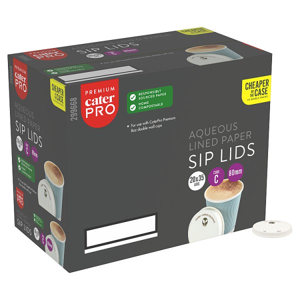 CaterPro Premium 35 Aqueous Lined Paper Sip Lids 80mm