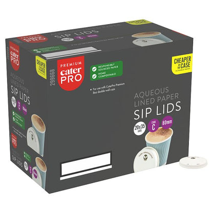 CaterPro Premium 35 Aqueous Lined Paper Sip Lids 80mm