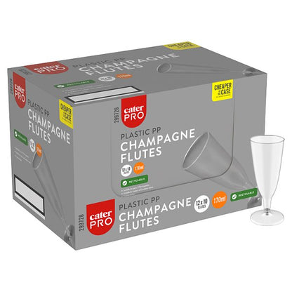CaterPro 10 Plastic PP Champagne Flutes 170ml