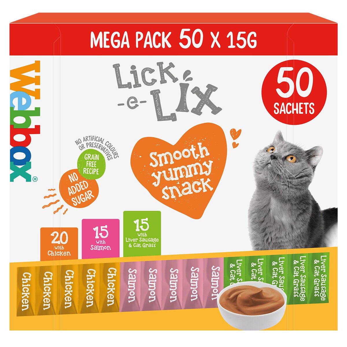 Webbox Lick-e-Lix Cat Treat Mega Pack, 50 x 15g