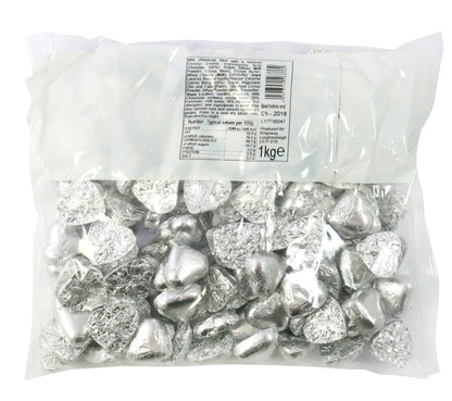 Kingsway Silver Foil Milk Chocolate Hearts 1kg