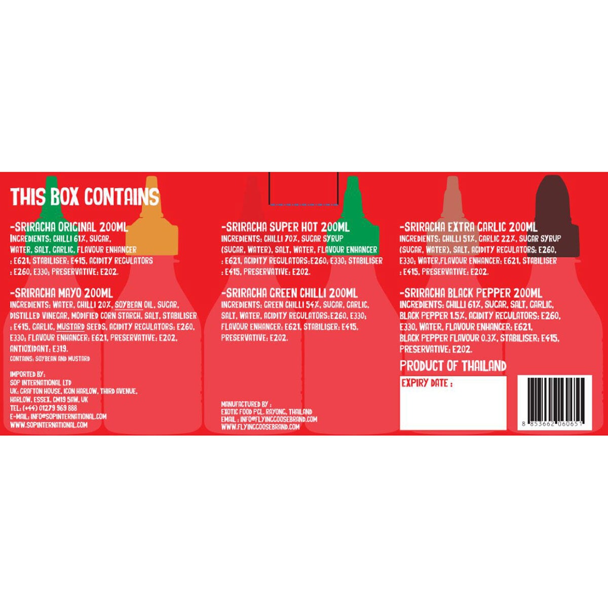Flying Goose Sriracha Chilli Sauce Selection Pack, 6 x 200ml