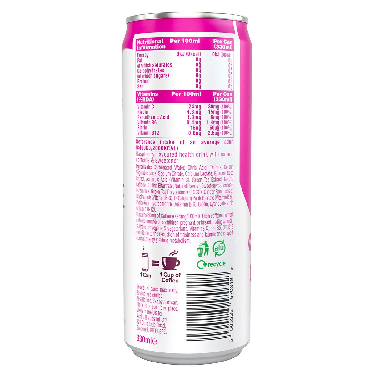 Aspire Mango Lemonade and Raspberry, 12 x 330ml