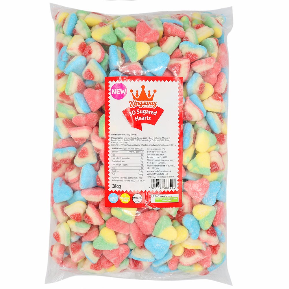 Kingsway 3D Sugared Hearts Bag 3kg