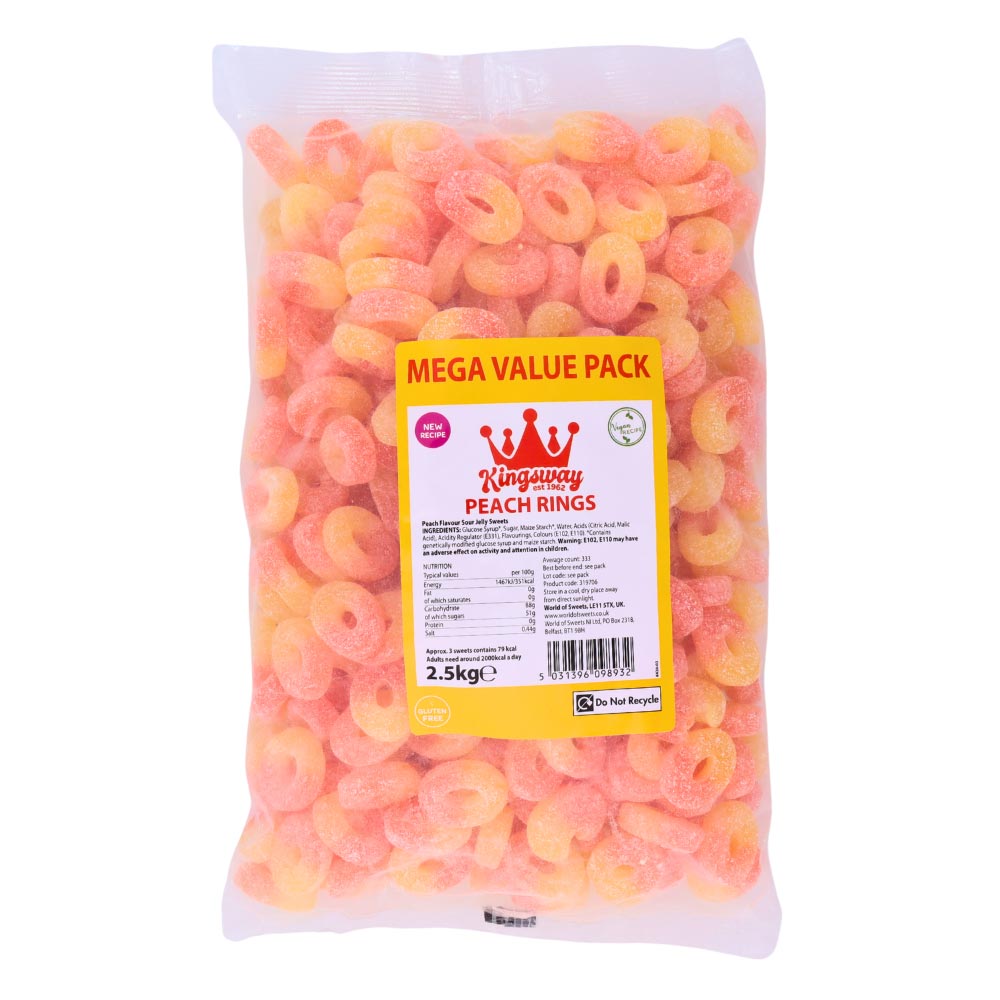 Kingsway Mega Value Peach Rings Bag 2.5kg