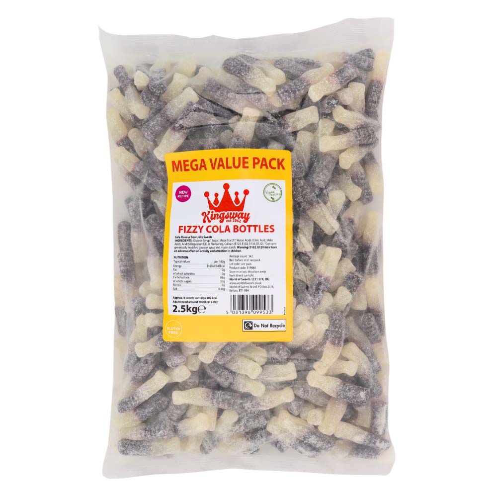 Kingsway Mega Value Vegan Fizzy Cola Bottles 2.5kg