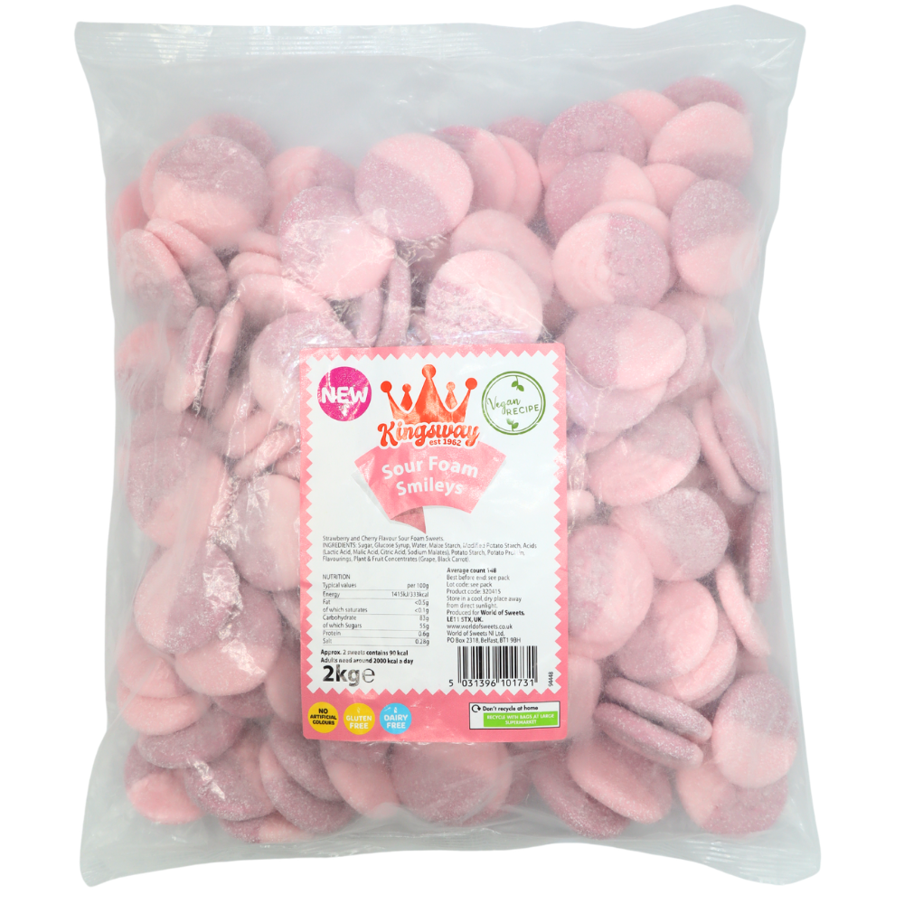 Kingsway Sour Foam Smileys Bag 2kg