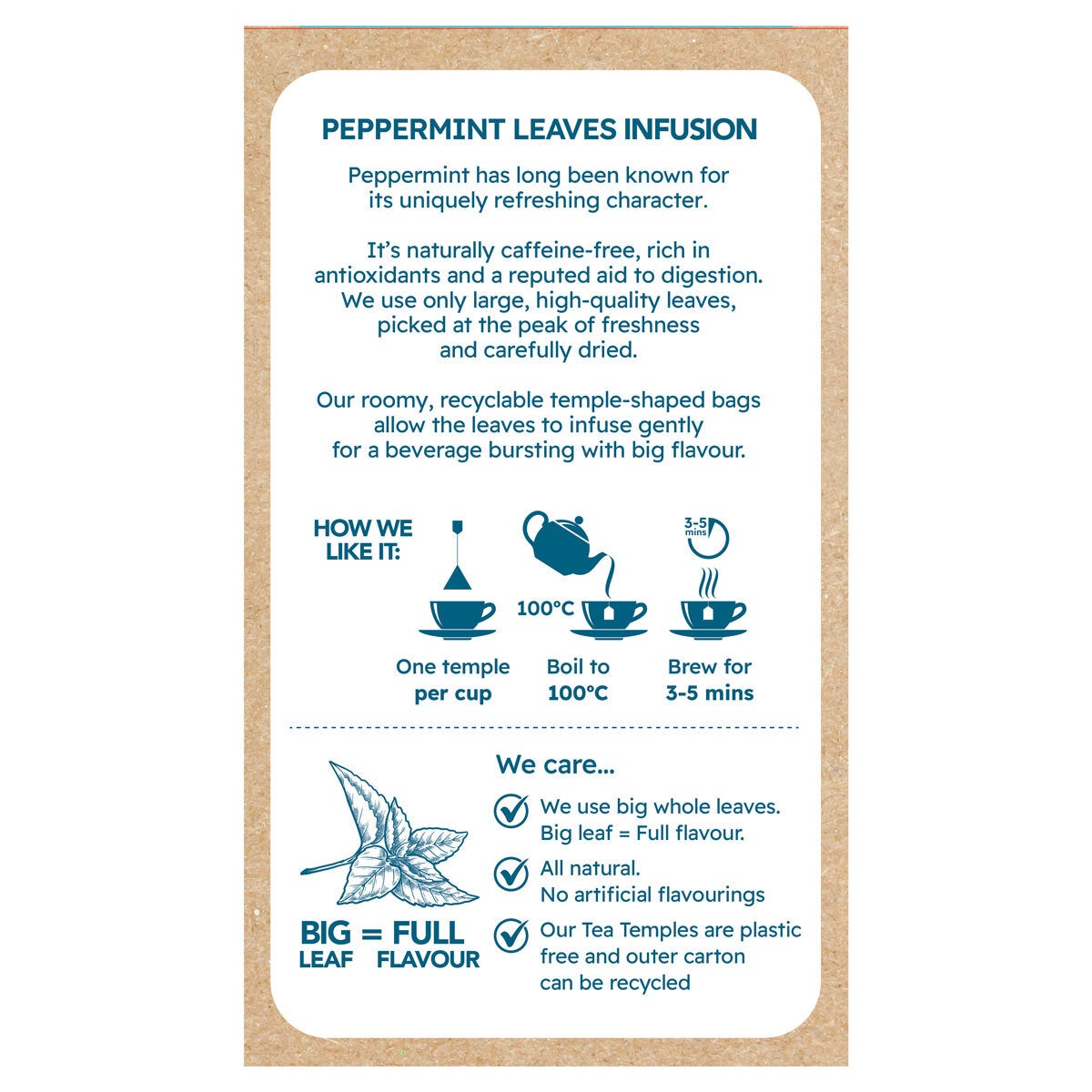 Cafe Tea 100% Peppermint Leaves Teabags, 240 Pack