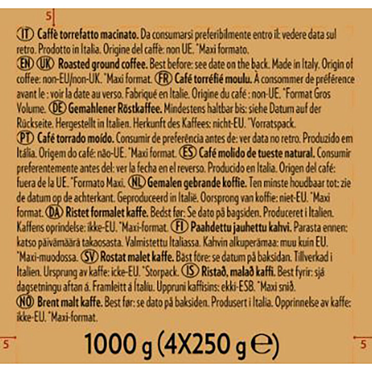 Lavazza Qualita Oro Arabica Ground Coffee, 4 x 250g
