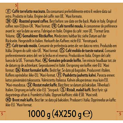Lavazza Qualita Oro Arabica Ground Coffee, 4 x 250g