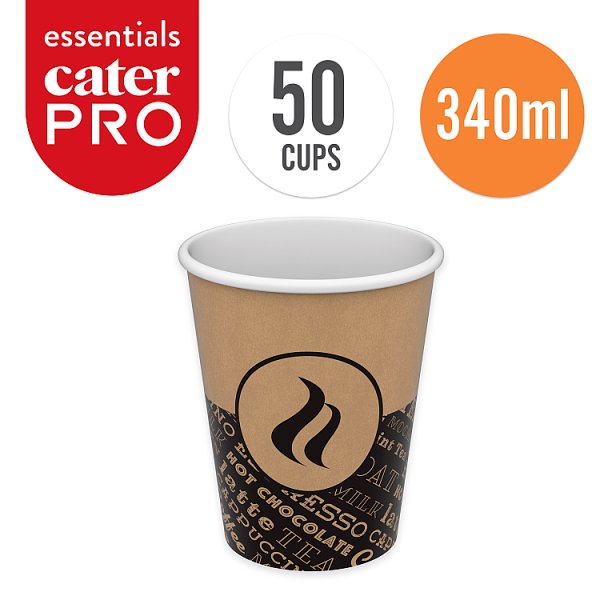 CaterPro Essentials 50 PE Lined Paper Single Wall Cups 340ml