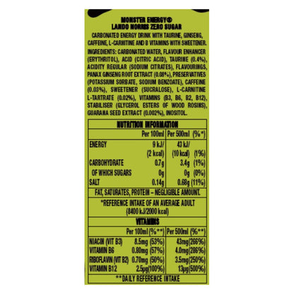 Monster Lando Norris Zero Sugar PMP £1.65, 12 x 500ml