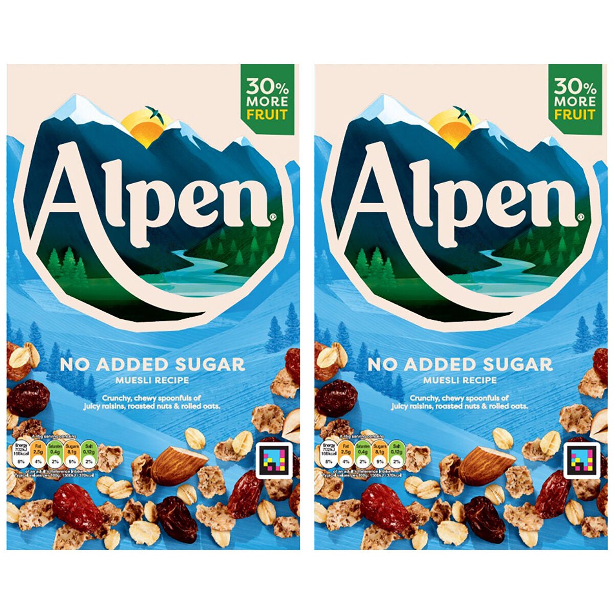 Alpen No Added Sugar Muesli, 2 x 950g