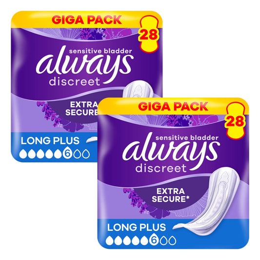 Always Discreet Long Plus Pads, 2 x 28 Pack