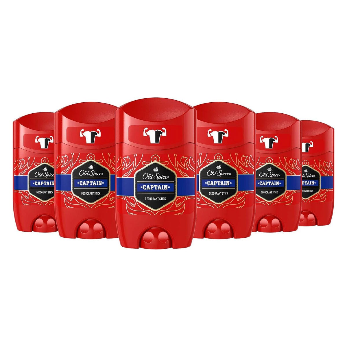 Old Spice Captain Deodorant Stick For Men, 6 x 50ml