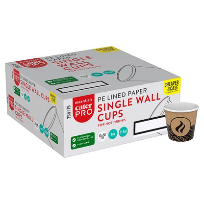 CaterPro Essentials 50 PE Lined Paper Single Wall Cups 113ml