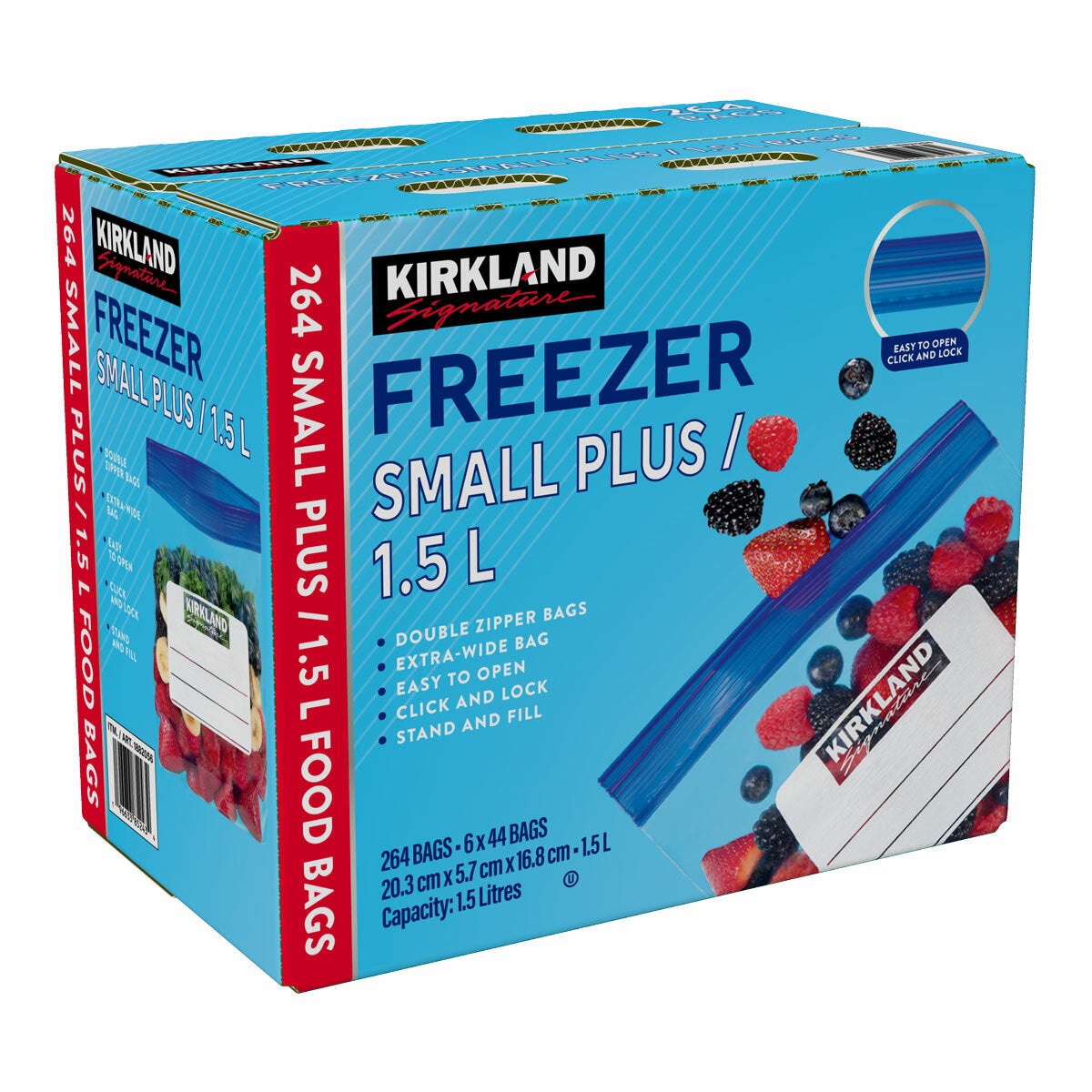 Kirkland Signature Freezer Medium Bags 1.5L, 264 Count