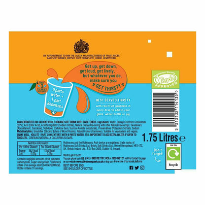 Robinsons Double Concentrate Orange, 6 x 1.75L