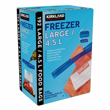 Kirkland Signature Freezer Large Bags 4.5L, 192 Count