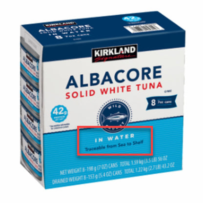 Kirkland Signature Albacore Solid White Tuna in Brine, 8 x 198g
