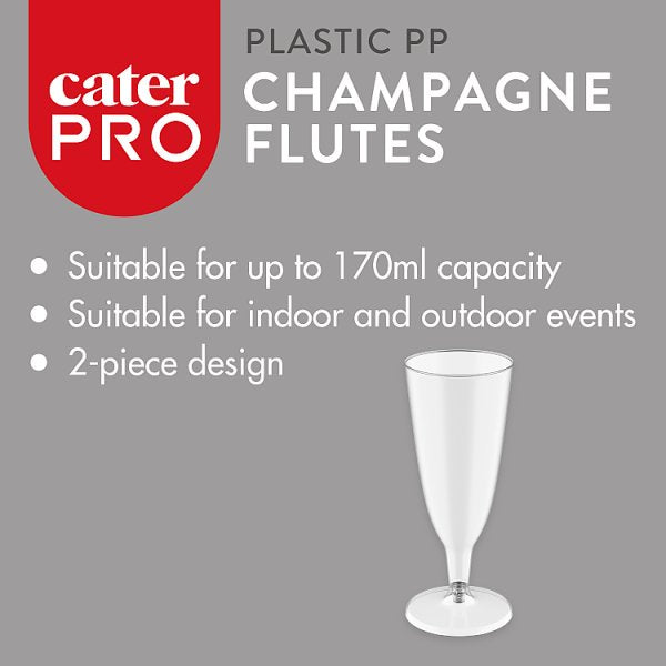 CaterPro 10 Plastic PP Champagne Flutes 170ml