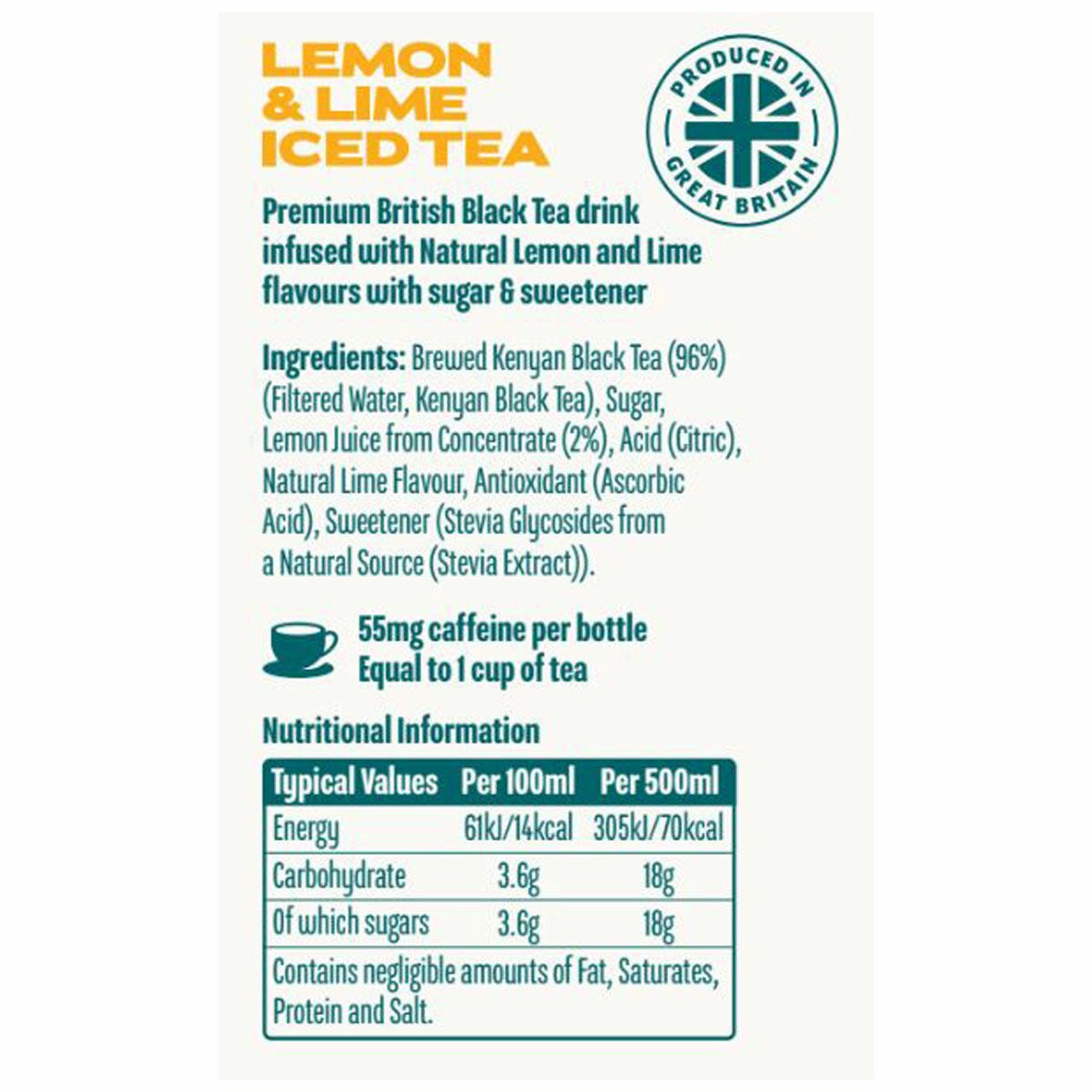 Harry Bromptons Lemon & Lime Iced Tea, 12 x 500ml