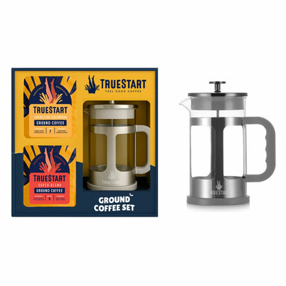 Truestart Cafetiere & Ground Coffee Set in 2 Options