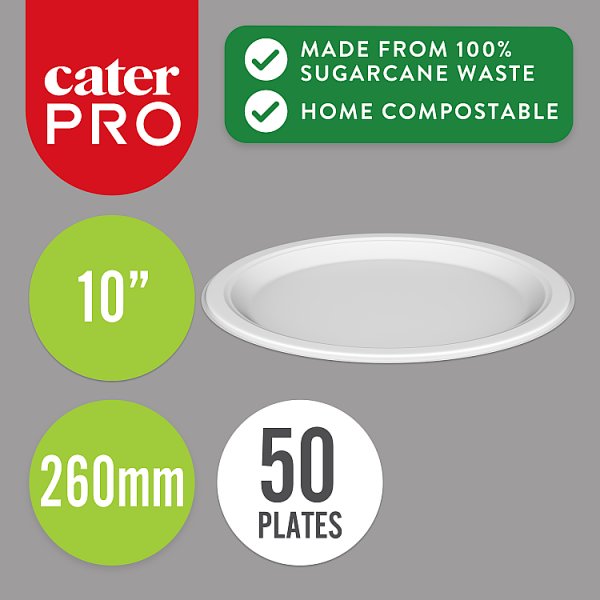 CaterPro 50 Bagasse Plates 260mm