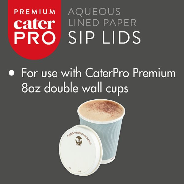 CaterPro Premium 35 Aqueous Lined Paper Sip Lids 80mm