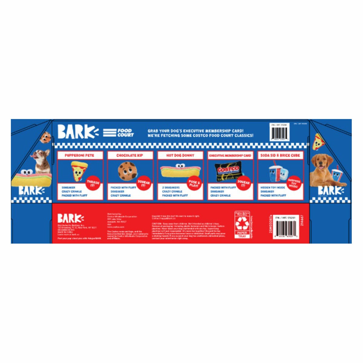 BARK Costco Food Court Dog Toys, 5 Pack